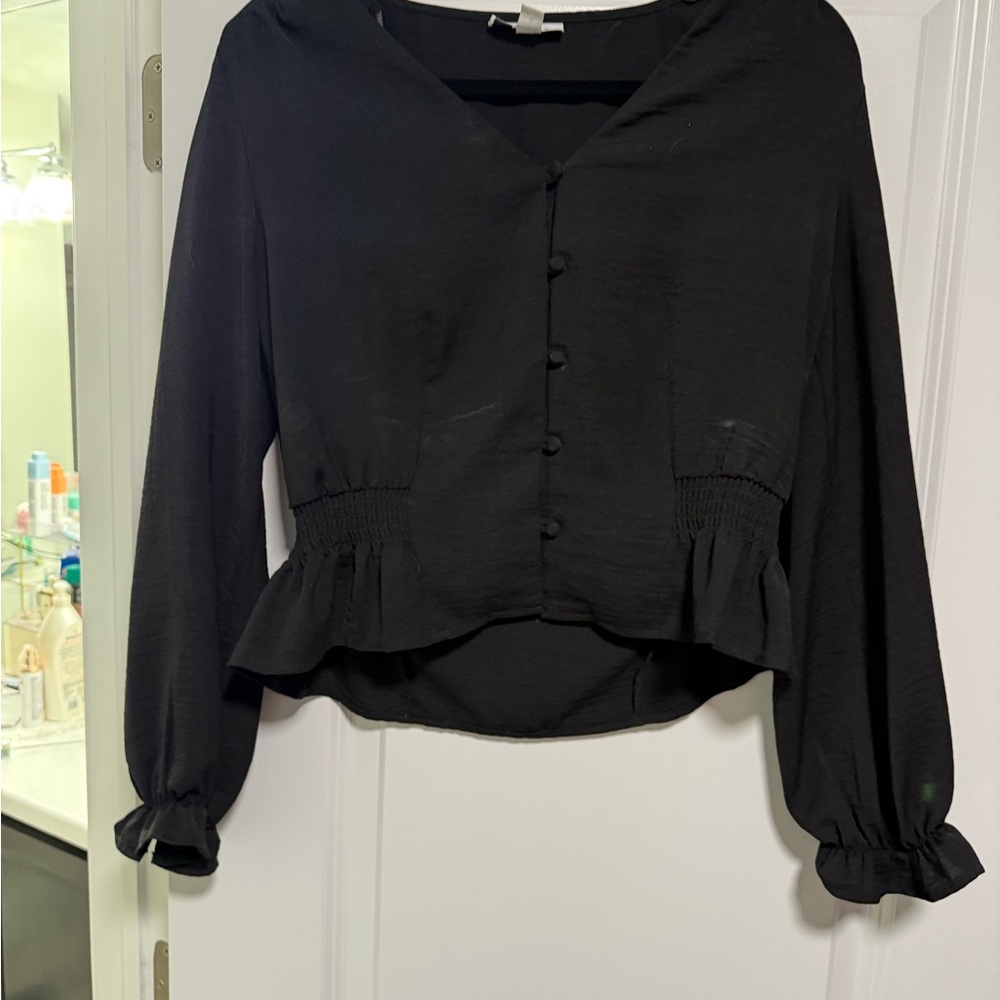 Topshop Black Button-Down Blouse